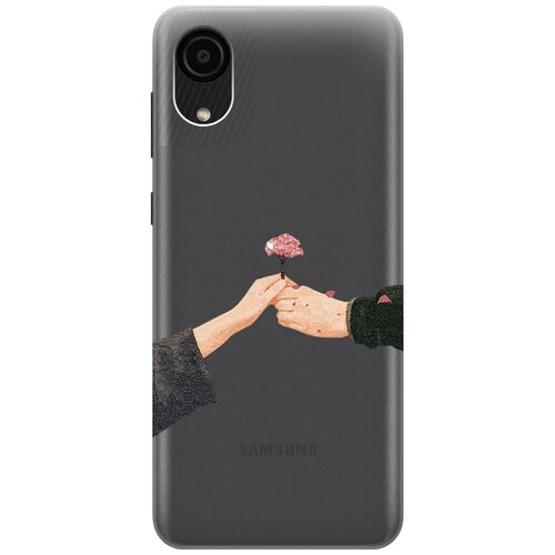 силиконовый чехол на samsung galaxy a03 самсунг а03 с 3d принтом lovers hands прозрачный Силиконовый чехол с принтом Hands для Samsung Galaxy A03 Core / Самсунг А03 Кор