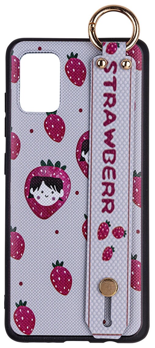 Чехол дизайнерский с лентой для Samsung Galaxy A51. Девочка клубника.