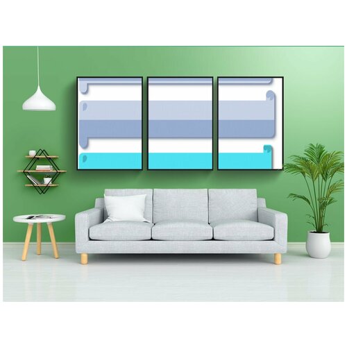 фото Набор модулных постеров для интерьера "синий, оттенки, узоры" 60x90 см. в тубусе, без рамки lotsprints