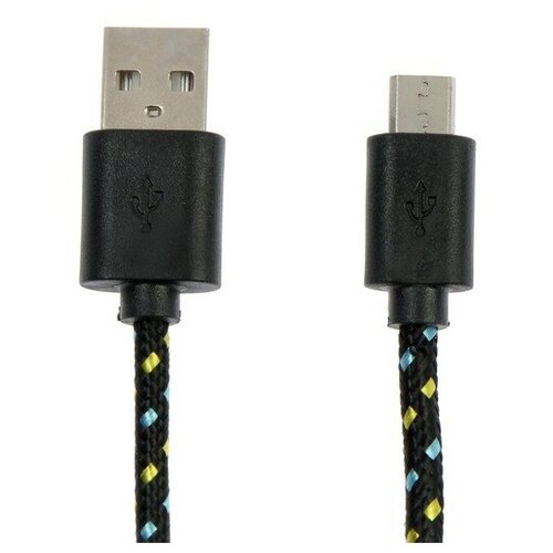 Кабель Defender USB08-03T, USB - microUSB, 1 м, тканевая оплётка, чёрный