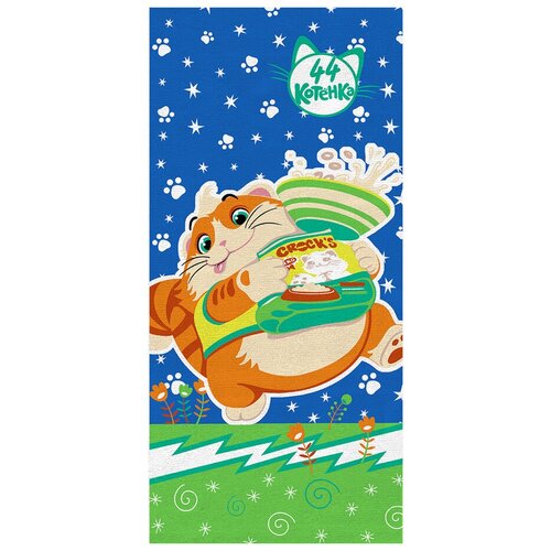 фото Махровое полотенце вт 44 котёнка пончик м1145_01 s 33* 70 син bravo