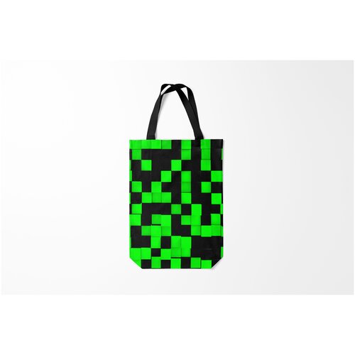 фото Сумка-шоппер / 31х42 см / популярные иллюстрации / текстуры зеленые кубики burnettie