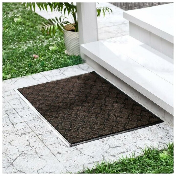 фото Коврик придверный влаговпитывающий "Крафт", 80x120 см, цвет коричневый