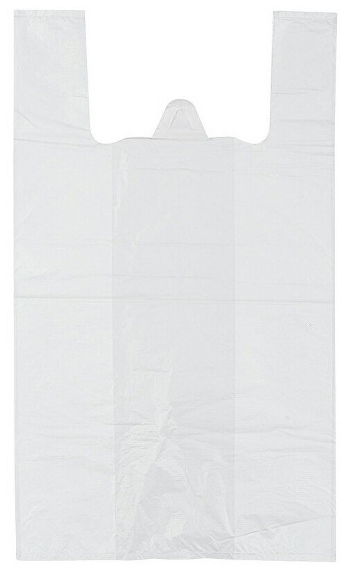 Пакет-майка ПНД 28+13x57см белый, 15 мкм, 100 шт