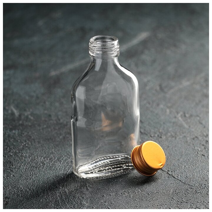 Бутыль стеклянная для соусов и масла с металлической крышкой, 100 мл, 6,5×3×12,5 см - фотография № 2