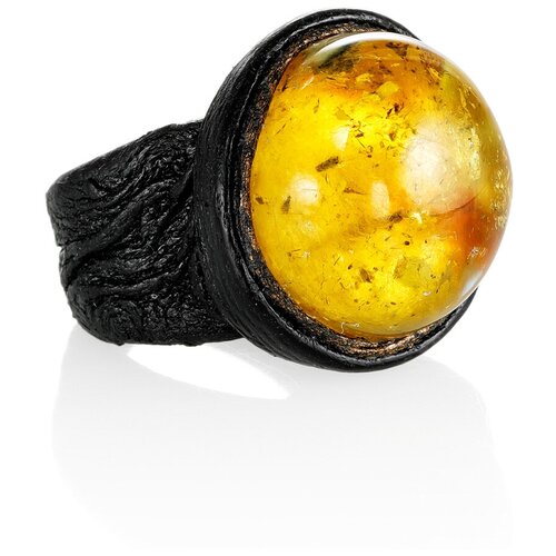 фото Amberholl кольцо из натуральной кожи, украшенное янтарём с природными включениями «нефертити»