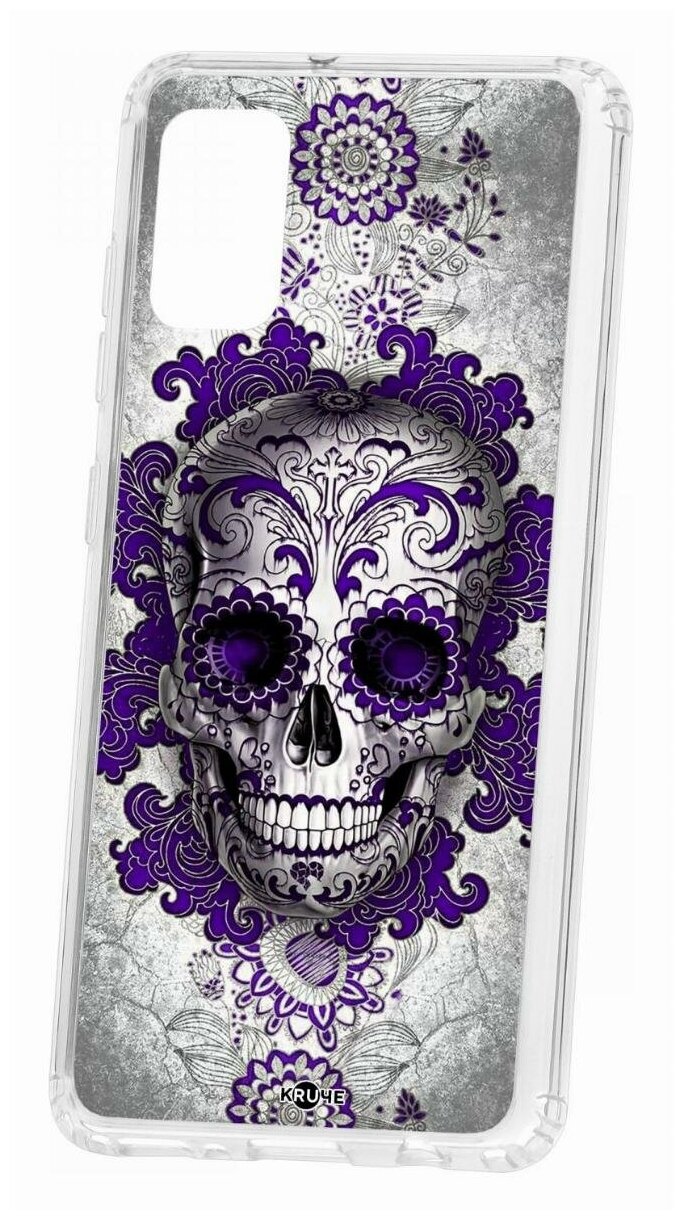 Чехол для Samsung Galaxy A41 Kruche Print Sugar skull, пластиковая накладка, силиконовый бампер с защитой камеры, защитный прозрачный кейс с рисунком