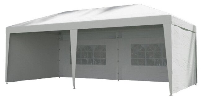 Прямоугольный павильон со стальной основой для сада 100G (3x6 м, цвет белый), для комфортного отдыха на свежем воздухе.