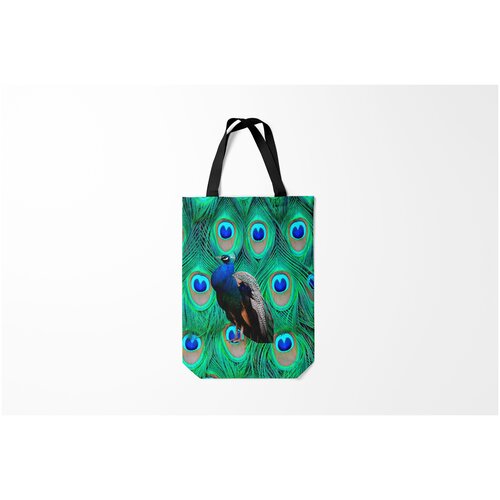 фото Сумка-шоппер / 31х42 см / птицы / разные павлин на фоне своих перьев burnettie