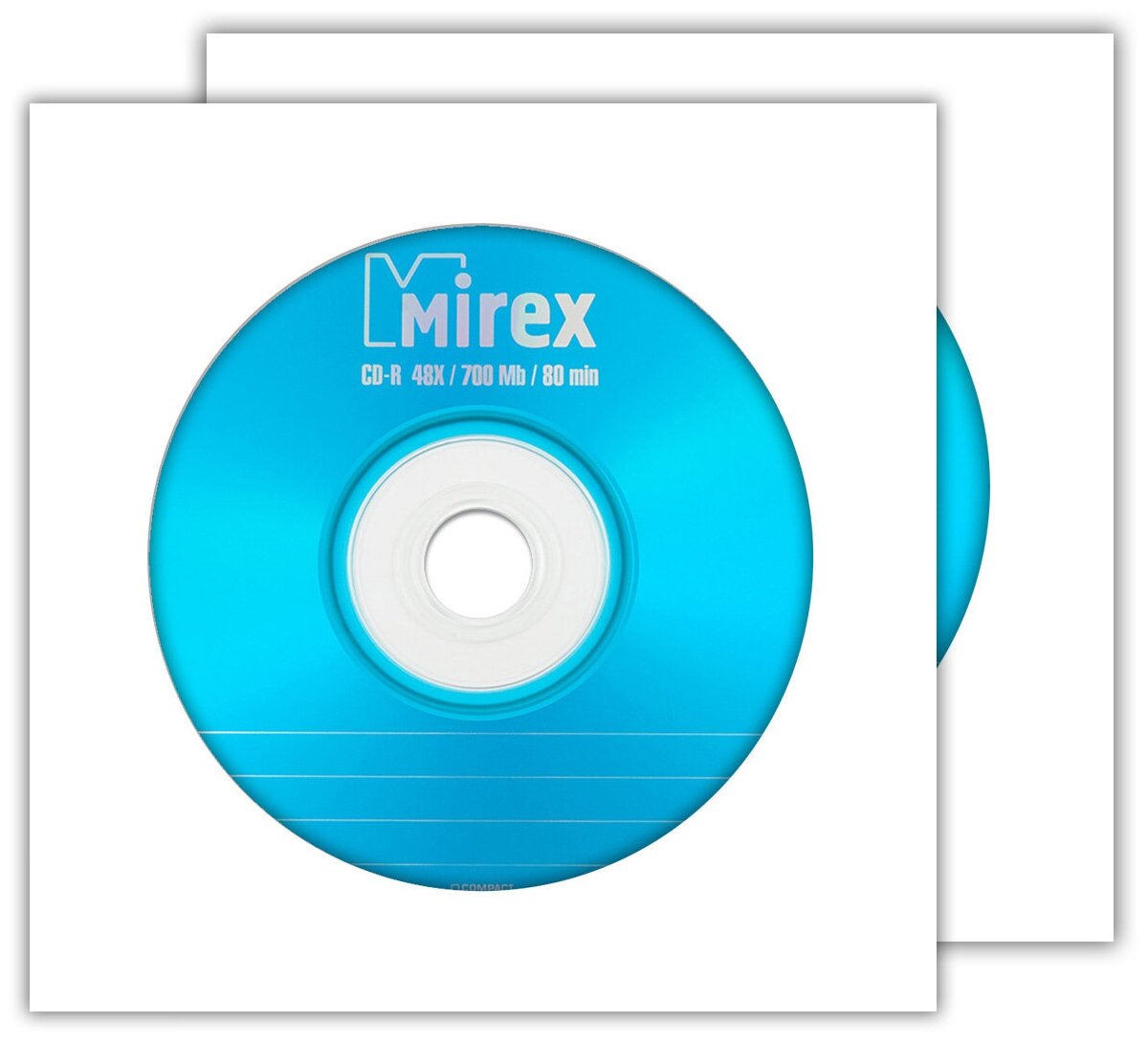 Диск CD-R 700Mb 48x Mirex Standard, в бумажном конверте с окном, 2 шт.