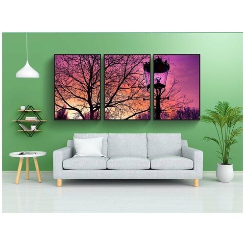 фото Набор модулных постеров для интерьера "фонарь, уличный фонарь, ретро" 60x90 см. в тубусе, без рамки lotsprints