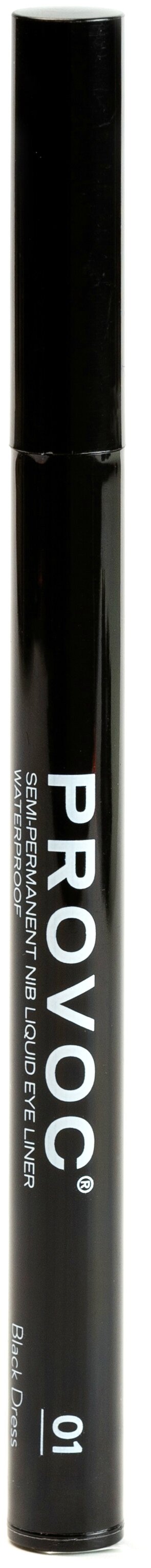 Provoc подводка-фломастер Semi Permanent Nib Liquid Eye Liner, оттенок 01 Black Dress