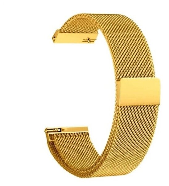 Стальной магнитный ремешок для Huawei Watch GT / GT2 / Samsung Watch 22 мм миланская петля  золотой