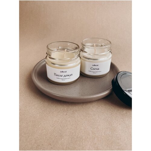 Подарочный набор ароматических свечей зажигай (Сосна; После дождя) с хлопковым фитилем, 100 мл, 2 шт.