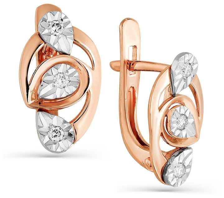 Купить Золотые серьги с бриллиантом за 47680р. с доставкой