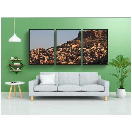фото Набор модулных постеров для интерьера "мардин, восход солнца, исторический город" 60x90 см. в тубусе, без рамки lotsprints