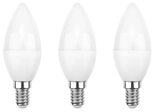 Лампа светодиодная REXANT Свеча CN 9.5 Вт E14 903 Лм 2700 K теплый свет (3 шт./уп