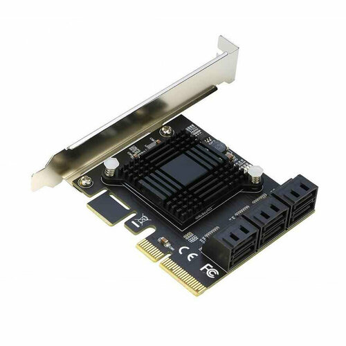 Контроллер PCIe x4 v3.0 (ASM1166) 6 x SATA, SATA 3.0 (6Gb/s) | ORIENT A1166S6 sata pcie adapter 6gbps 4 ports sata iii revision 3 0 to pci express 3 0 x1 controller expansion card for windows macos linux