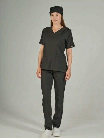Медицинский костюм женский стрейч черный, до больших размеров, Сizgimedikal Uniforma, Турция