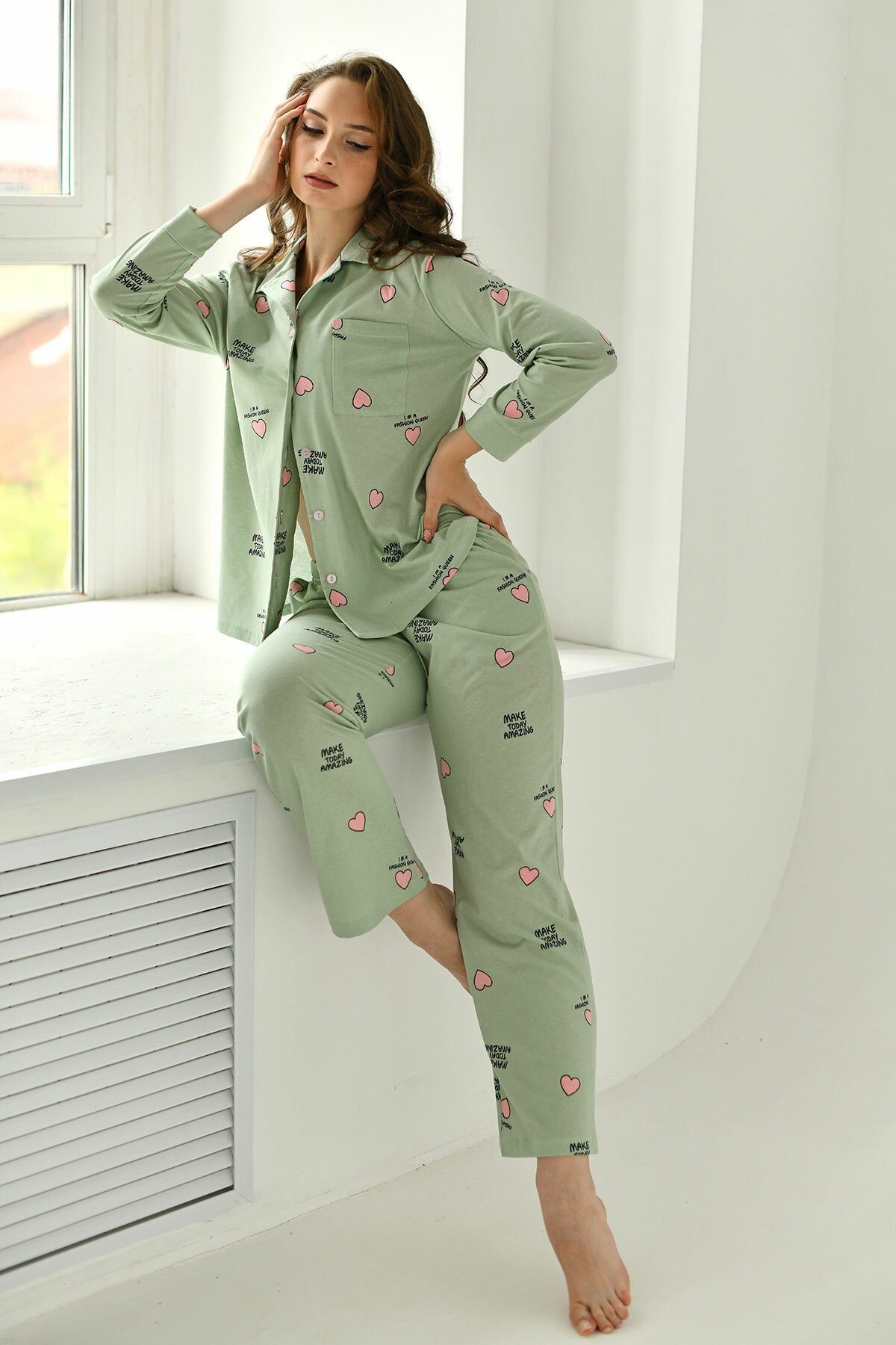 Пижама Оптима Трикотаж, размер 52, зеленый - фотография № 5
