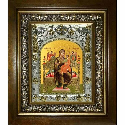 Икона Божья Матерь Всецарица, 14x18 см, в деревянном киоте 20х24 см, арт вк-2748
