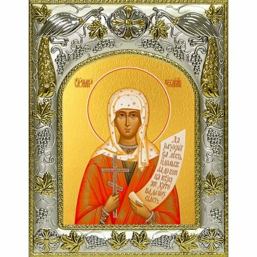 Икона Мария Кесарийская (Палестинская), 14x18 в серебряном окладе, арт вк-4751