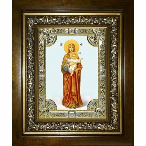 Икона Божьей Матери Благодатное Небо, 18x24 см, со стразами, в деревянном киоте, арт вк-5699
