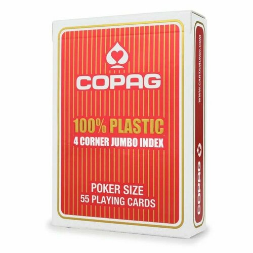 Карты Copag 4 Corner Jumbo index красная рубашка карты игральные пластиковые 55 шт copag techart jumbo index single красная рубашка