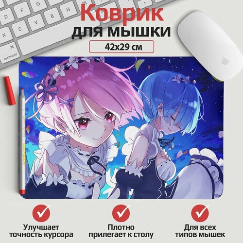 Коврик для мыши Re Zero - Рем и Рам 42*29 см. Арт. KOW0382