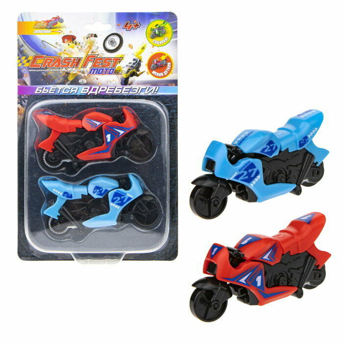 1TOY CrashFest Moto мотобайк фрикционный  разборный 2 шт.