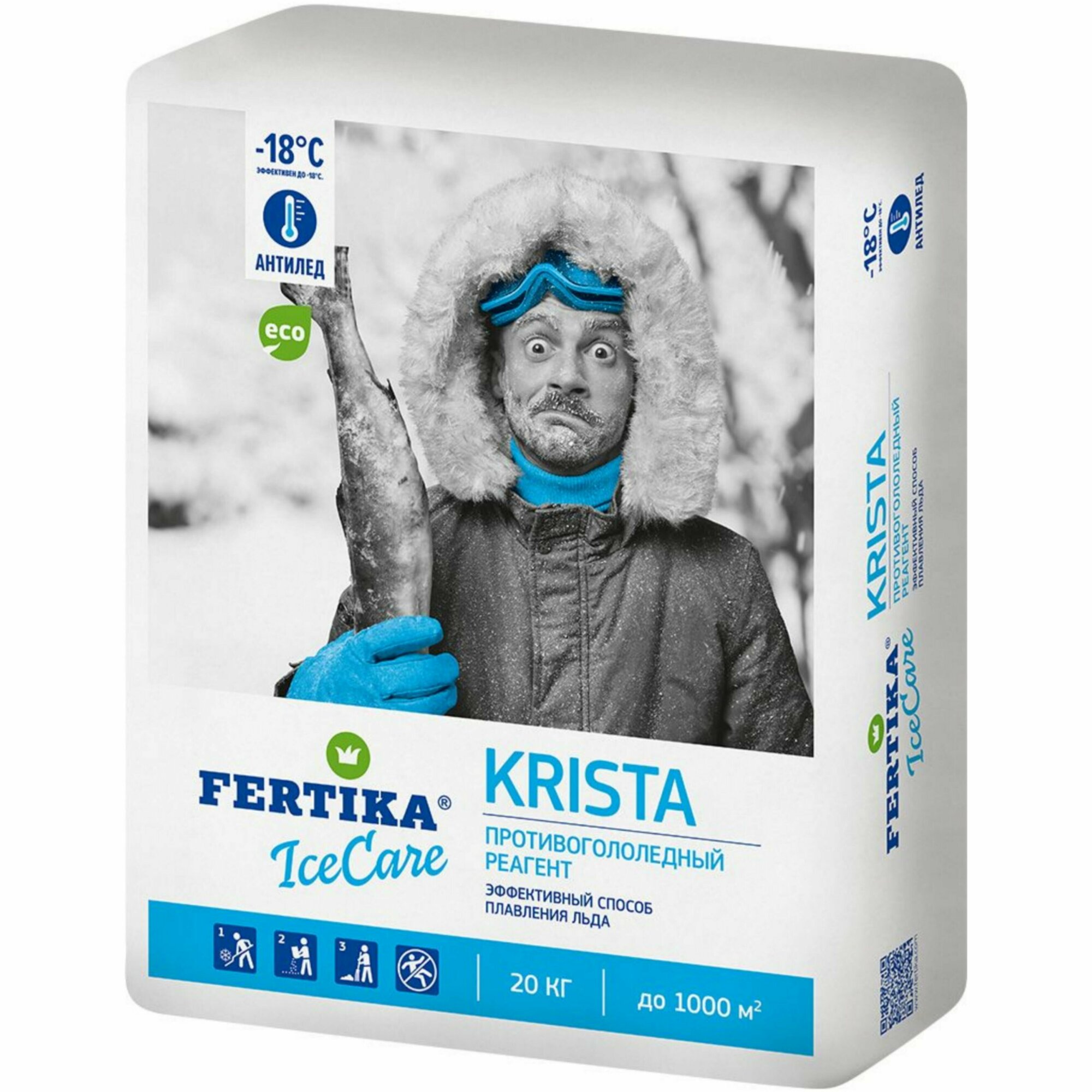 Противогололедный реагент FERTIKA IceCare Krista 22.2 л 20 кг мешок - фотография № 9