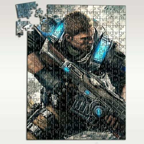 Пазл картонный 39,5х28 см, размер А3, 300 деталей, модель игра Gears of war - 8607 П