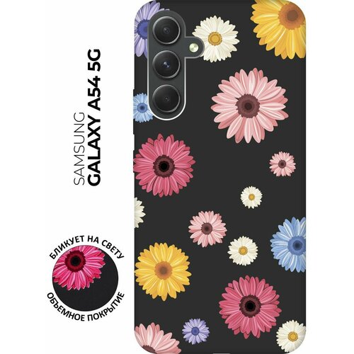 Матовый чехол Gerberas для Samsung Galaxy A54 5G / Самсунг А54 с 3D эффектом черный черный, красный