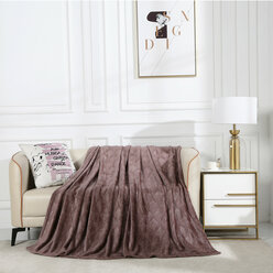 Плед 200х220 пушистый двуспальный Cleo Magnolia, шоколадный, покрывало на кровать и диван, велсофт