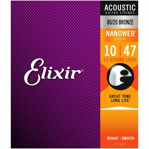 Струны для 12-ти струнной акустической гитары Elixir 11152 струны для 12 струнной акустической гитары elixir 11152 nanoweb 10 47