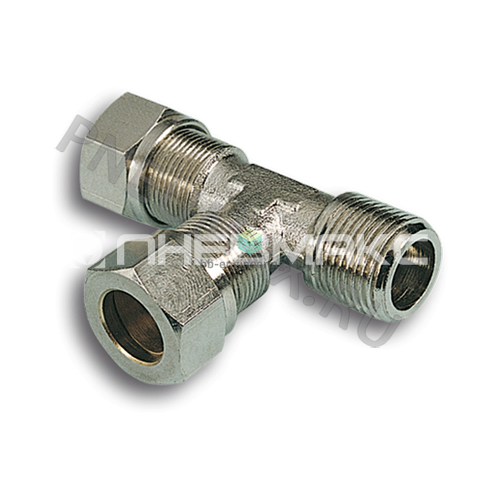 2081038 PNEUMAX - Тройник T-образный с нар резьбой угловой обжимной R38-10 мм 1273₽
