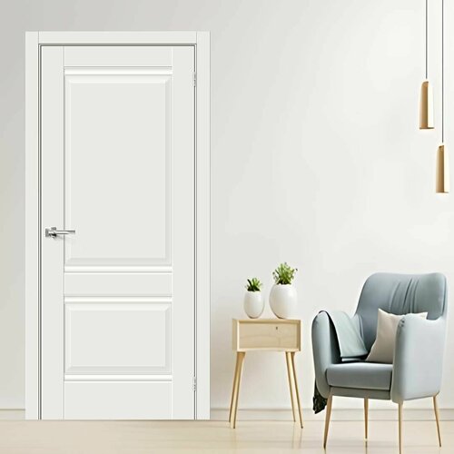 Межкомнатная дверь Прима 2 White 600х2000 глухая (комплект)