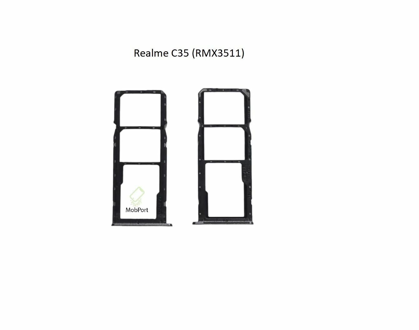 Держатель SIM-карты, для Realme C35, металлический, пластиковый, чёрный