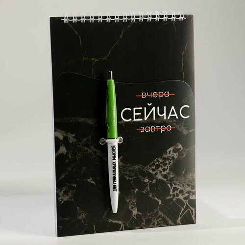 Набор блокнот А5 60 л и ручка Черный мрамор 549₽