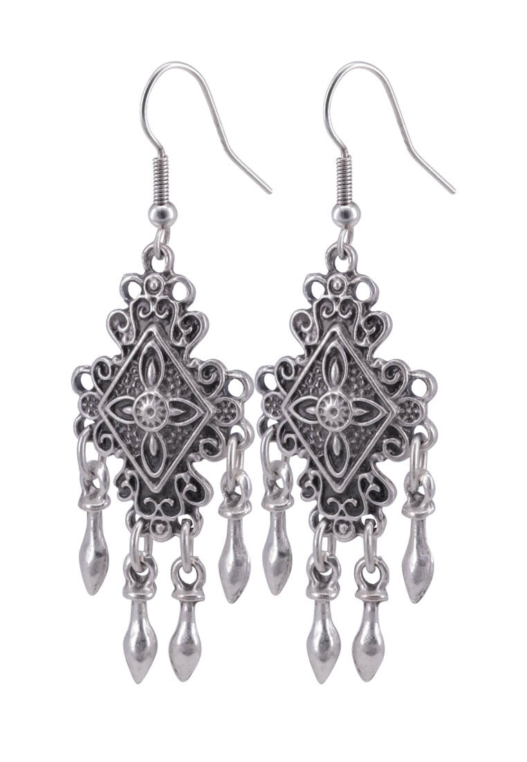 Серьги с подвесками OTOKODESIGN, размер 50 мм, серебряный