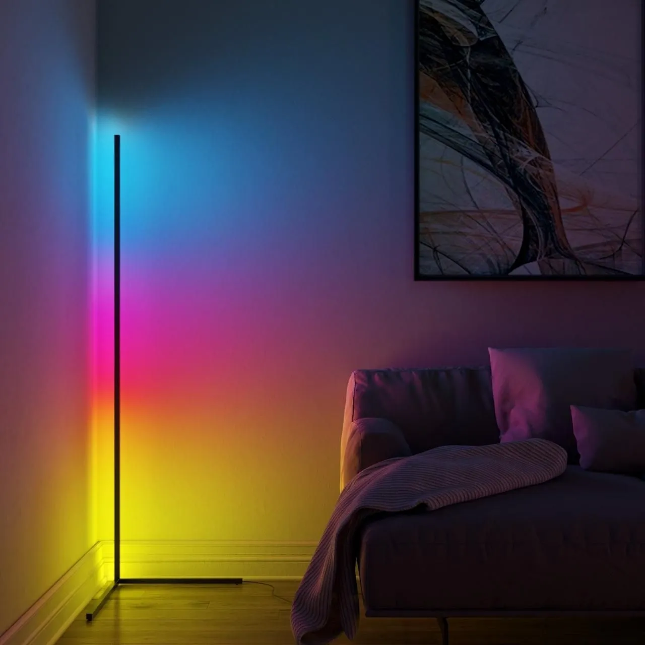 фото Торшер напольный RGB, 140см угловой