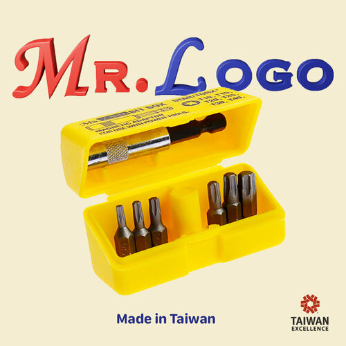 Биты для шуруповерта набор Mr.Logo (6 бит + магнитный держатель) желтый