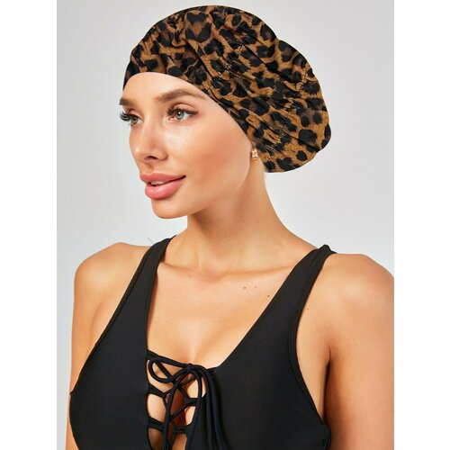 Шапочка для плавания женская для длинных волос в аквазоне GYM TEAM 54-60см леопардовая