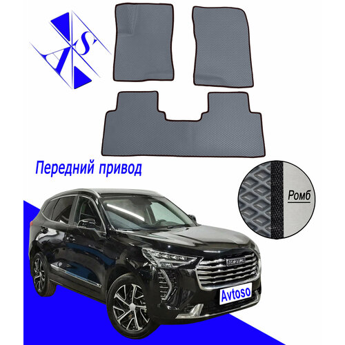 фото Автомобильные коврики eva/ева/эва для хавал джолион / haval jolion 1 (акпп) 2021-н. в серый черный avtoso