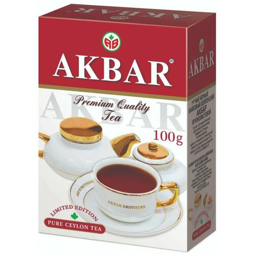 фото Чай черный akbar красно-белая серия крупный лист, 100 гр - 2 штуки