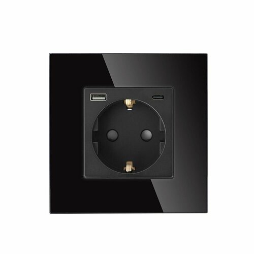 Розетка 1 пост закаленное стекло заземление защитные шторки 920₽