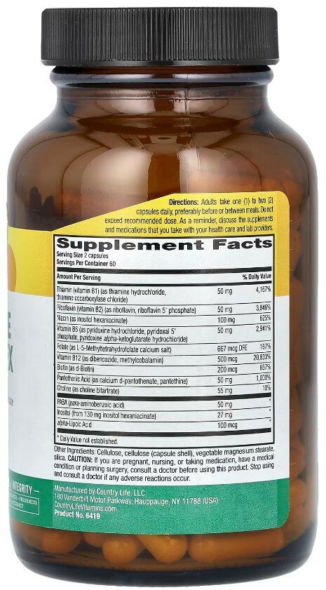 Изображение Country Life, Сoenzyme B-complex, комплекс витаминов группы B, 380 г, 120 капсул