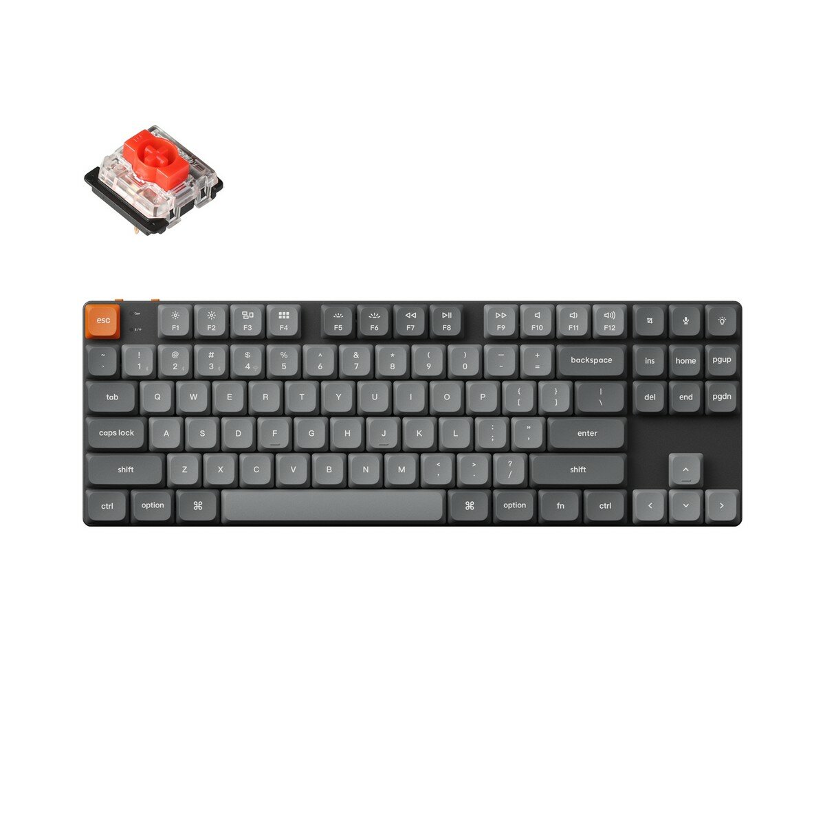 Беспроводная механическая ультратонкая клавиатура QMK Keychron K1 Max(русская раскладка), 87 клавиш, White LED подсветка, Gateron Red Switch