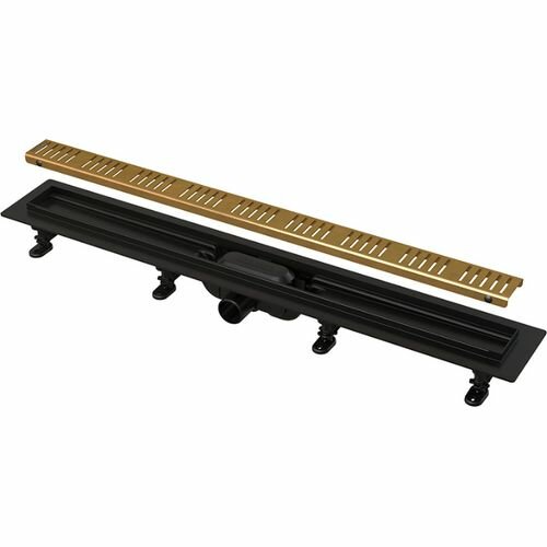 Душевой лоток Alcaplast APZ10BLACK-750BRASS с золотой решеткой