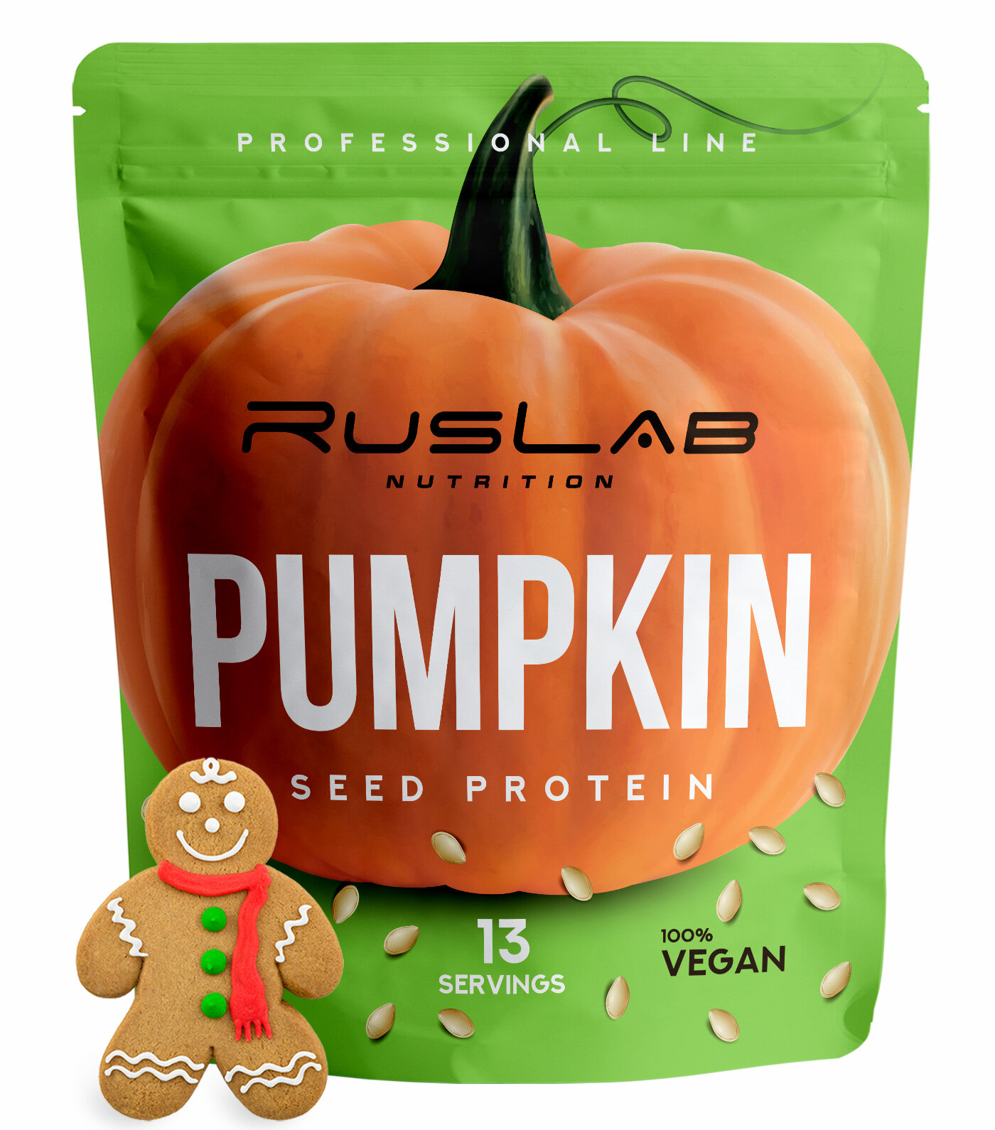 PUMPKIN SEED PROTEIN-протеин тыквенный, растительный протеин, веганский протеин, без ГМО (416 гр), вкус имбирный пряник